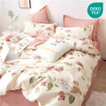 Fluffy Down Alternative White with Pink Flowers King Comforter Sets, 3 Pieces Chic Garden Style Reversible Bedding Sets for Adults All Season - Hypoallergenic Ultra-Fluffy Quilt for Winter - Default Title