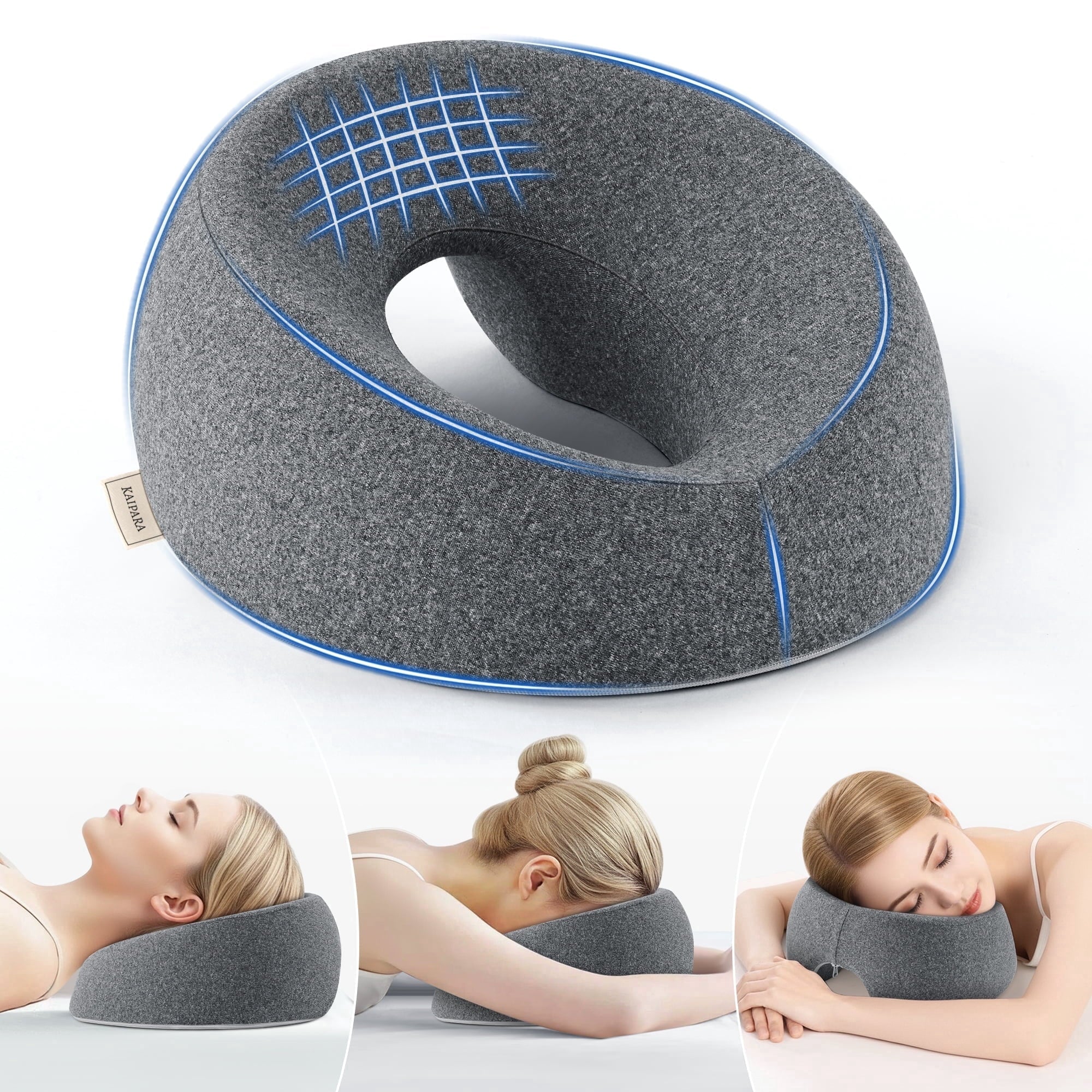 Orthopedic Support Face Down Pillow Massage Headrest for Bed, Memory Foam Pillow Face Cradle Support for Stomach Sleepers, Eye Post-Surg... - Ergonomic Memory Foam Pillow for Neck Pain Support - Default Title