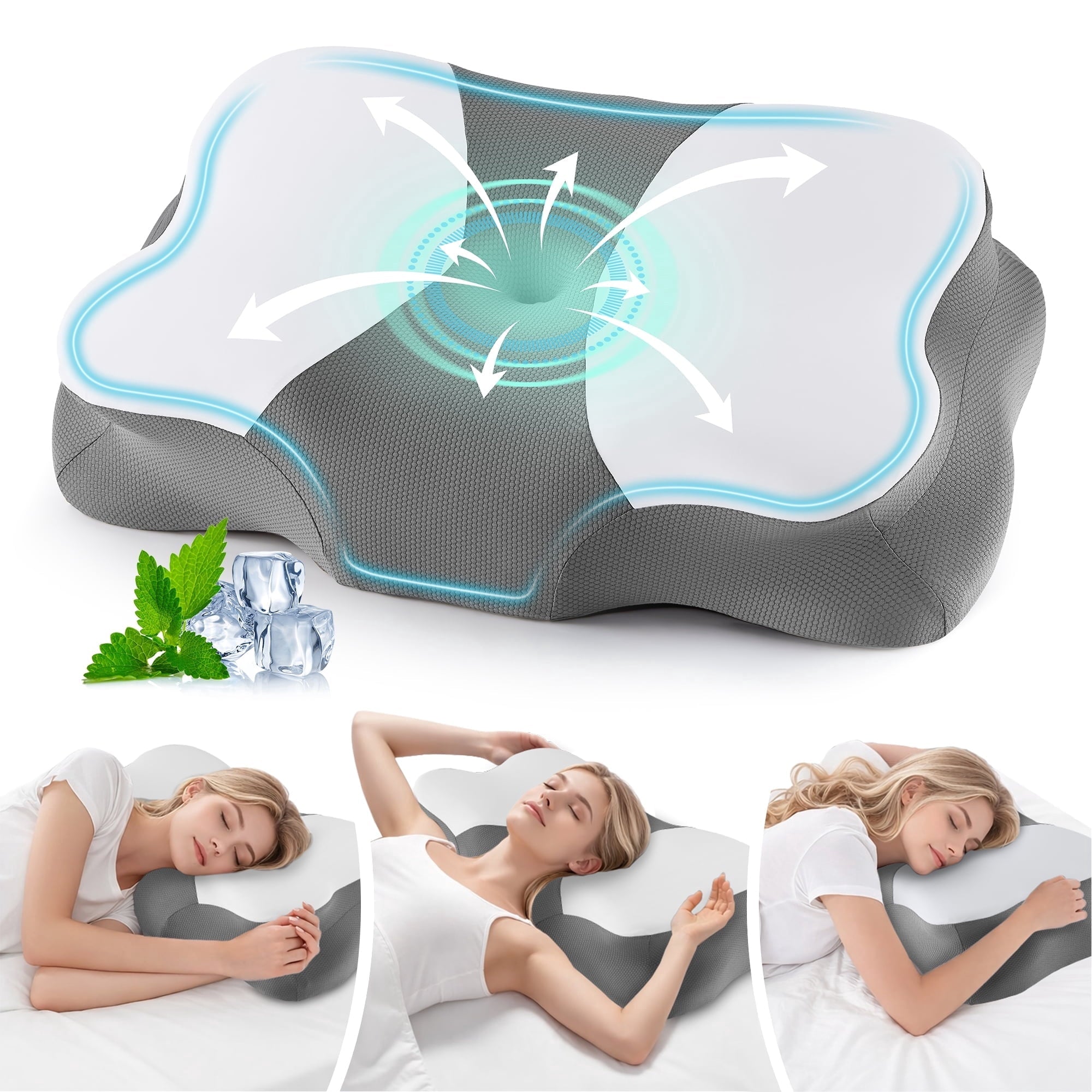 Decorative Plump Memory Foam Cervical Pillow for Sleeping Support - Orthopedic Bed Pillow for Neck, Shoulder Pain Relief, Adults, Side... - Decorative Throw Pillow Cushion for Sofa & Bed - Default Title