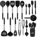 Ergonomic Cooking Silicone Cooking Utensils Set, 26 Pcs, Heat Resistant Kitchen Utensils Set, Black - Ergonomic Kitchen Tongs and Cooking Spoon Utensil - Default Title