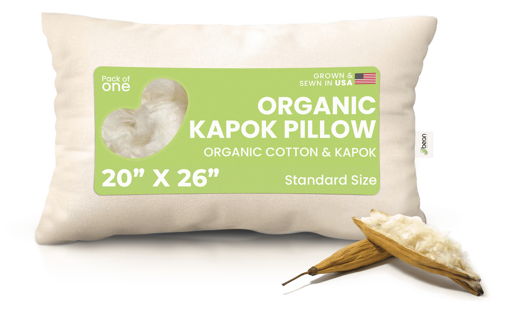Fluffy Shredded Kapok 20x26" Standard Bed Pillow – Organic Cotton Fabric Soft Sleeping Pillow - Made in USA - Ergonomic Memory Foam Pillow for Neck Pain Support - Default Title
