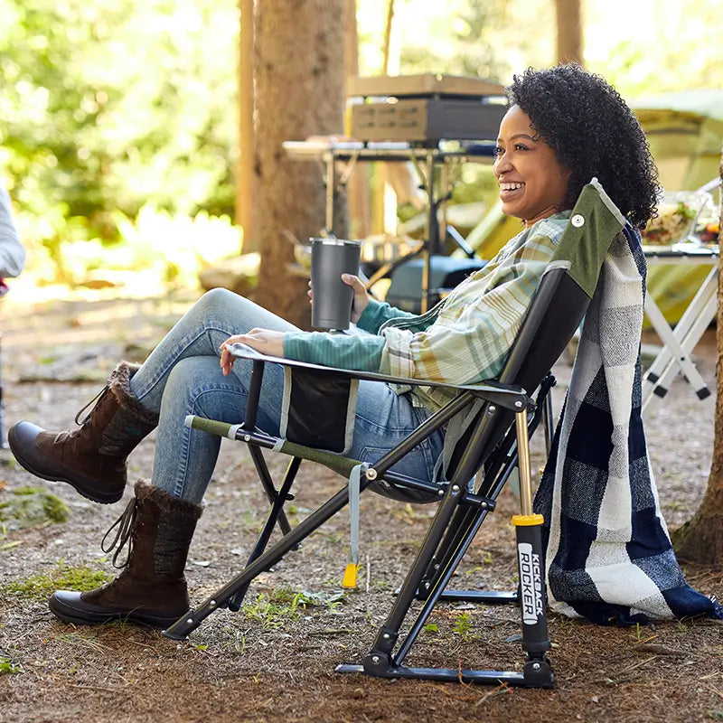 Smooth Motion Kickback Rocker - Choice 345 - Heavy-Duty Kickback Rocker with Beverage Holder Detail
