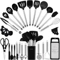 Non-Stick Safe Kitchen Utensil Set-Silicone Cooking Utensils-33 Kitchen Gadgets & Spoons for Nonstick Cookware-Silicone and Stainles... - Durable Turner & Ladle Utensil Set for Home Chefs - Default Title