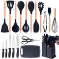 Heat-Resistant Kitchen Utensils Set- 19 Pcs Silicone Cooking Utensils Set for Nonstick Cookware-Silicone Spatulas Set, Kitchen Gadge... - Ergonomic Kitchen Tongs and Cooking Spoon Utensil - Default Title