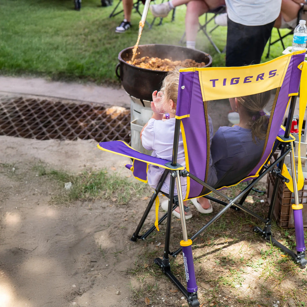 Patented Spring-Action College Comfort Pro Rocker - LSU Tigers - Choice 880 - Freestyle Rocker Portable Outdoor Folding Chair Detail