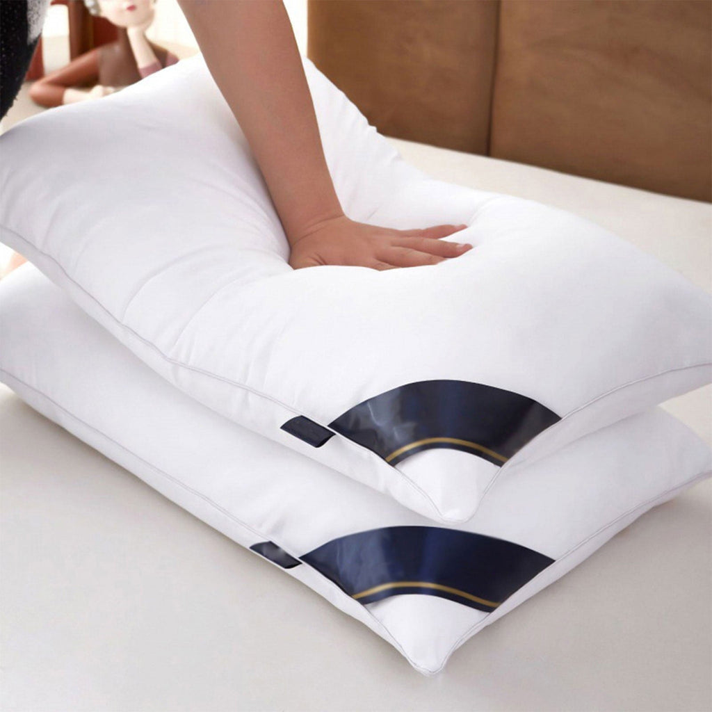 Ergonomic Memory Foam 2Pcs Soft Feather Velvet Down Pillow Standard Size, Hotel-grade Feather Pillow for Sleeping, Skin-friendly Cotton Fab... - Ergonomic Memory Foam Pillow for Neck Pain Support - Default Title
