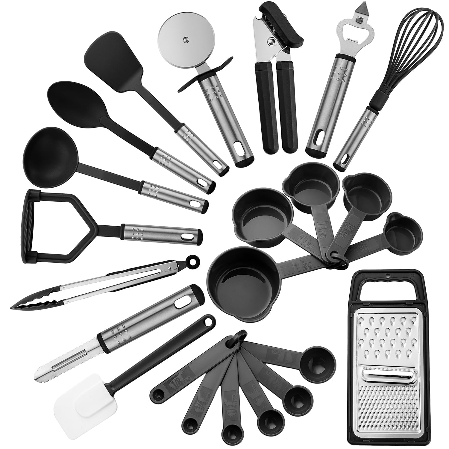 Heat-Resistant 23 Piece Kitchen Utensils Set - Nylon and Stainless Steel Cooking Utensils Set - Black Utensil K... - Heat-Resistant Silicone Cooking Spatula Turner - Default Title