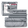 Cooling Sateen 6-Piece Bed Sheet Set, Deep Pocket Queen Sheets Up to 16 Inch, 1 Flat Sheet , 1 Fitted Sheet & 4 Pillowcases (Queen, ... - Premium Ultra-Soft Pillowcase Pair for Sleeping - Default Title