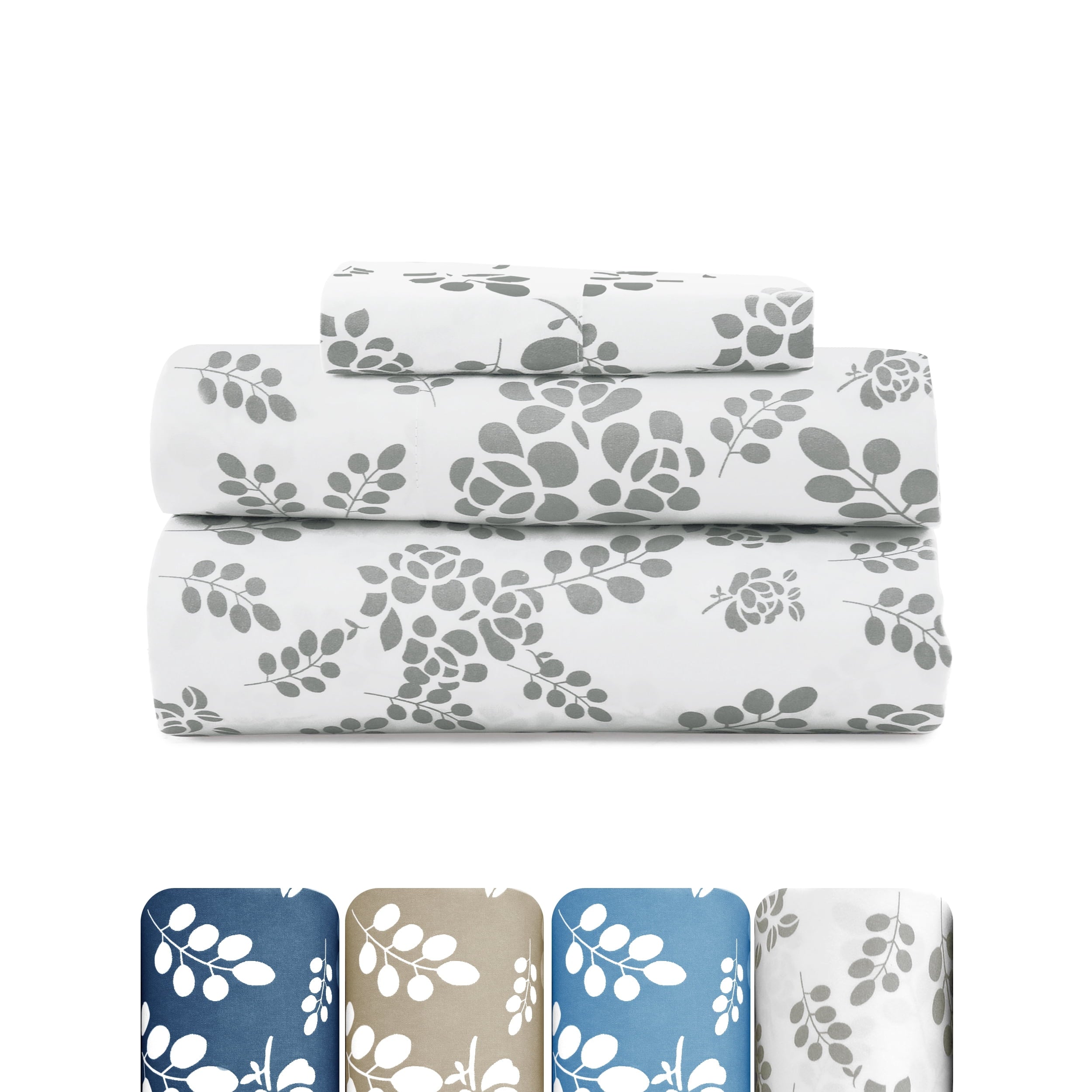 Wrinkle-Resistant Lux Decor Twin Microfiber Bed Sheets - 3 Piece Floral Sheet Set, Soft Breathable Bedding, Wrinlkle Resistant, OEKO-TE... - Breathable Egyptian Cotton Flat & Fitted Sheets - Default Title