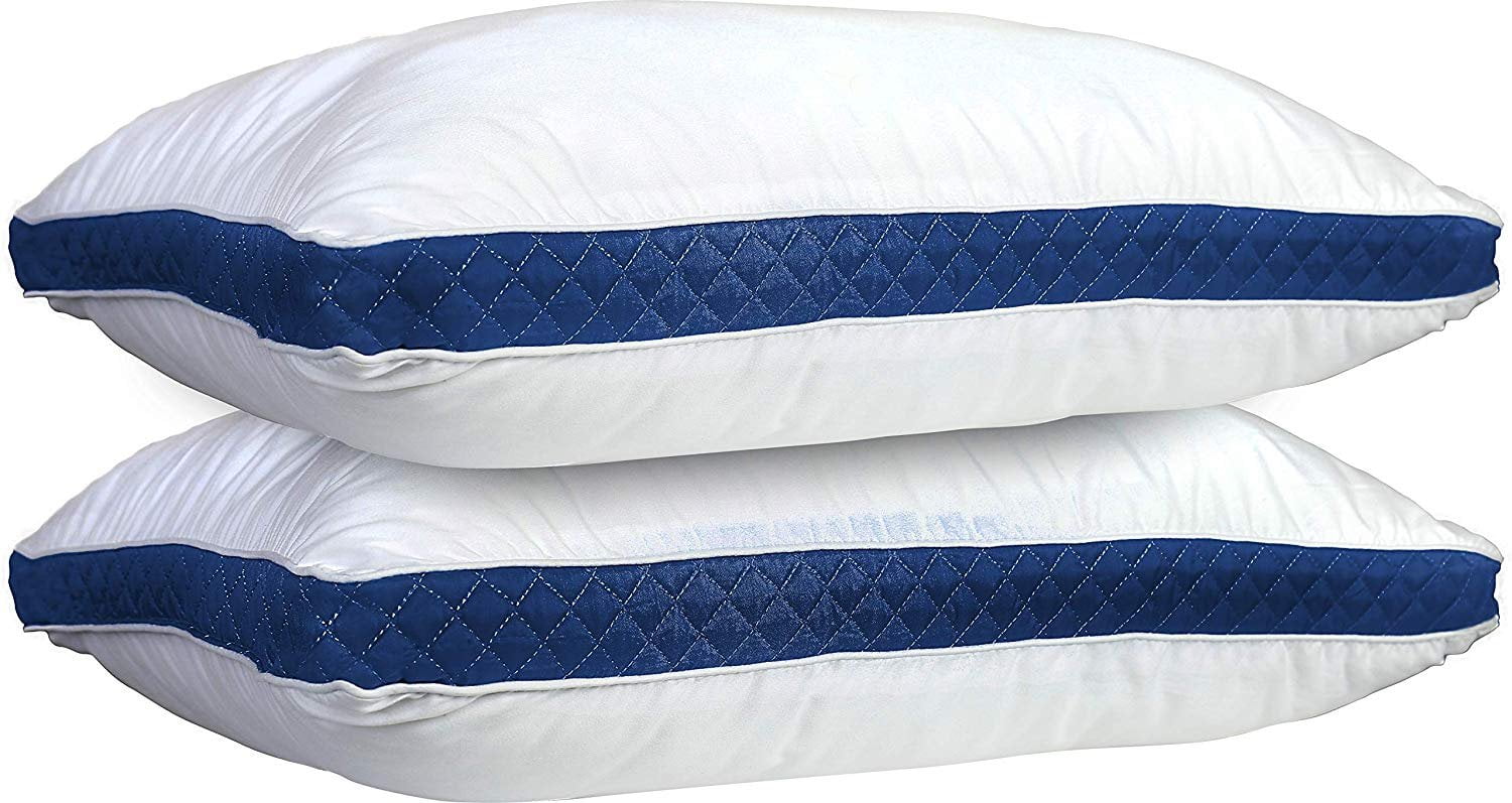 Orthopedic Support Gusseted Quilted Bed Pillows - Set of 2 Premium Bed Pillows for Side Sleepers and Back Sleepers - 2 Pack (King Size, Na - Hotel Quality Plush Sleeping Pillows - Default Title
