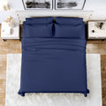 Premium Egyptian Cotton Queen Bed Sheets Set, 6 Pc Microfiber Bed Sheets, Extra Deep Pocket Queen Fitted Sheet, Flat Sheet & Pillowcases, Nav... - Cooling Hotel Quality Bedding Sheets and Pillowcases - Default Title