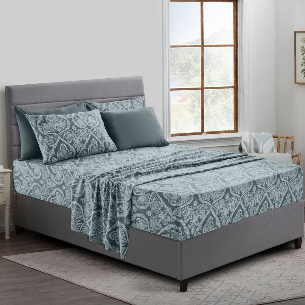 Breathable Luxury Queen Bed Sheets Set - 6 Piece Brushed Microfiber Bed Sheet - Shrinkage and Fade Resistant - (Queen, Grey) - Premium Ultra-Soft Pillowcase Pair for Sleeping - Default Title
