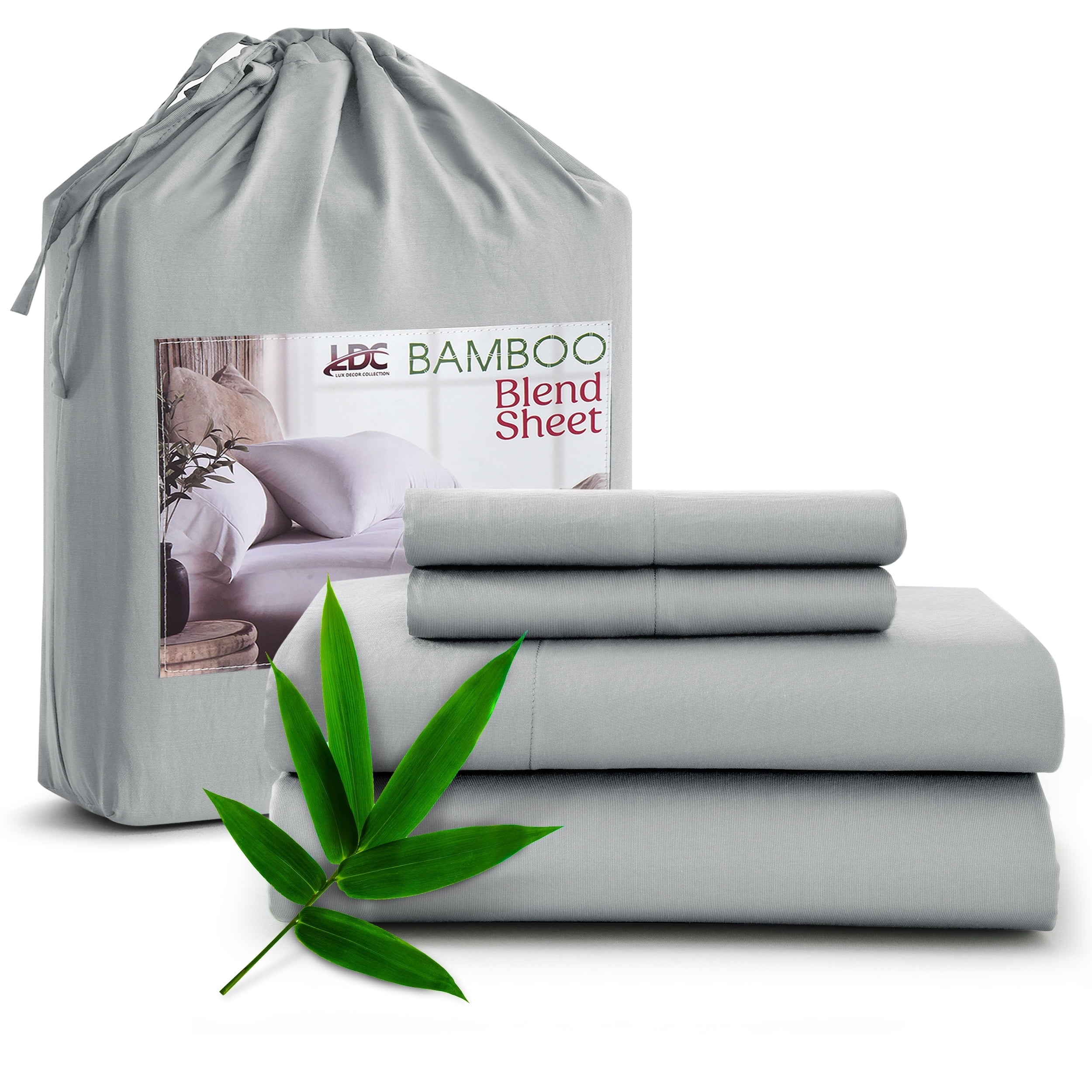Ultra-Soft Rayon - 4 Piece Cooling Bed Sheets Set, Gray - Premium Ultra-Soft Pillowcase Pair for Sleeping - Default Title