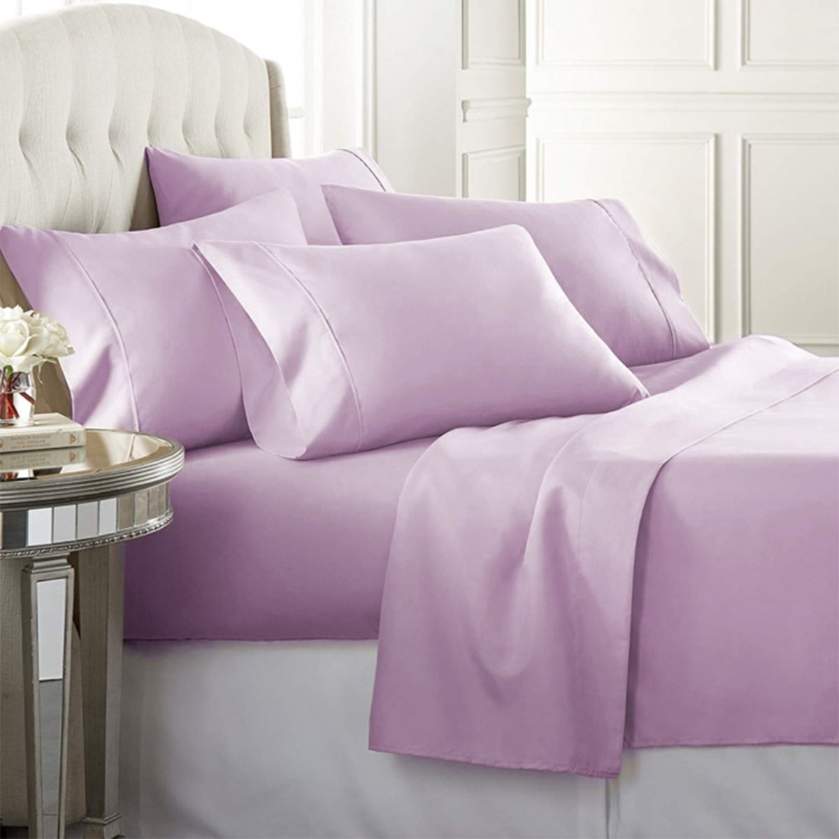 Breathable Luxury Super-Soft 1600 Series Double-Brushed 3 Pcs Bed Sheets Set (Twin, Lilac) - Luxury Bed Sheet Set with Deep Pockets - Default Title