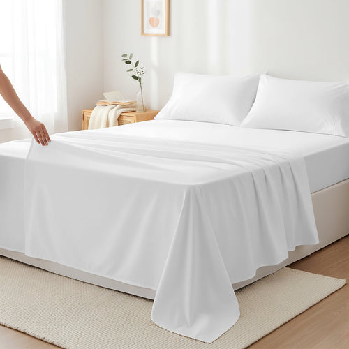 Breathable Luxury 100% Cotton Sheets For Queen Size Bed - Luxury 400 Thread Count Queen Sheet Set, 4 Piece Sateen Weave Queen White Cot... - Cooling Hotel Quality Bedding Sheets and Pillowcases - Default Title