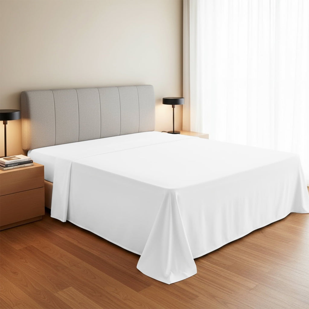 Premium Egyptian Cotton 100% Organic Cotton Percale Flat Sheet Twin Size - 1 PC Flat Sheet, White - Crisp, Cool and Strong Bed Linen, Top She... - Premium Ultra-Soft Pillowcase Pair for Sleeping - Default Title