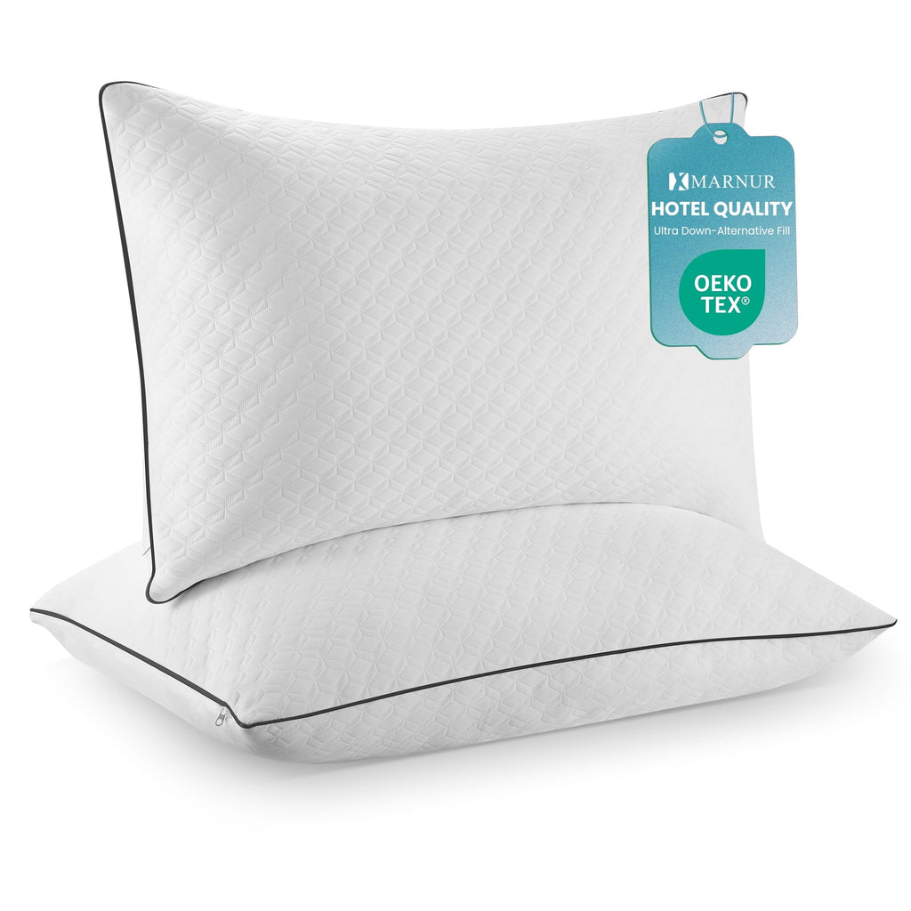Fluffy Shredded Bed Pillows Hotel Collection Luxury Down Alternative Pillow for Beds 2 Pack, Medium Support for Side & Back Sleepers ... - Orthopedic Shredded Foam Bed Pillow Set - Default Title