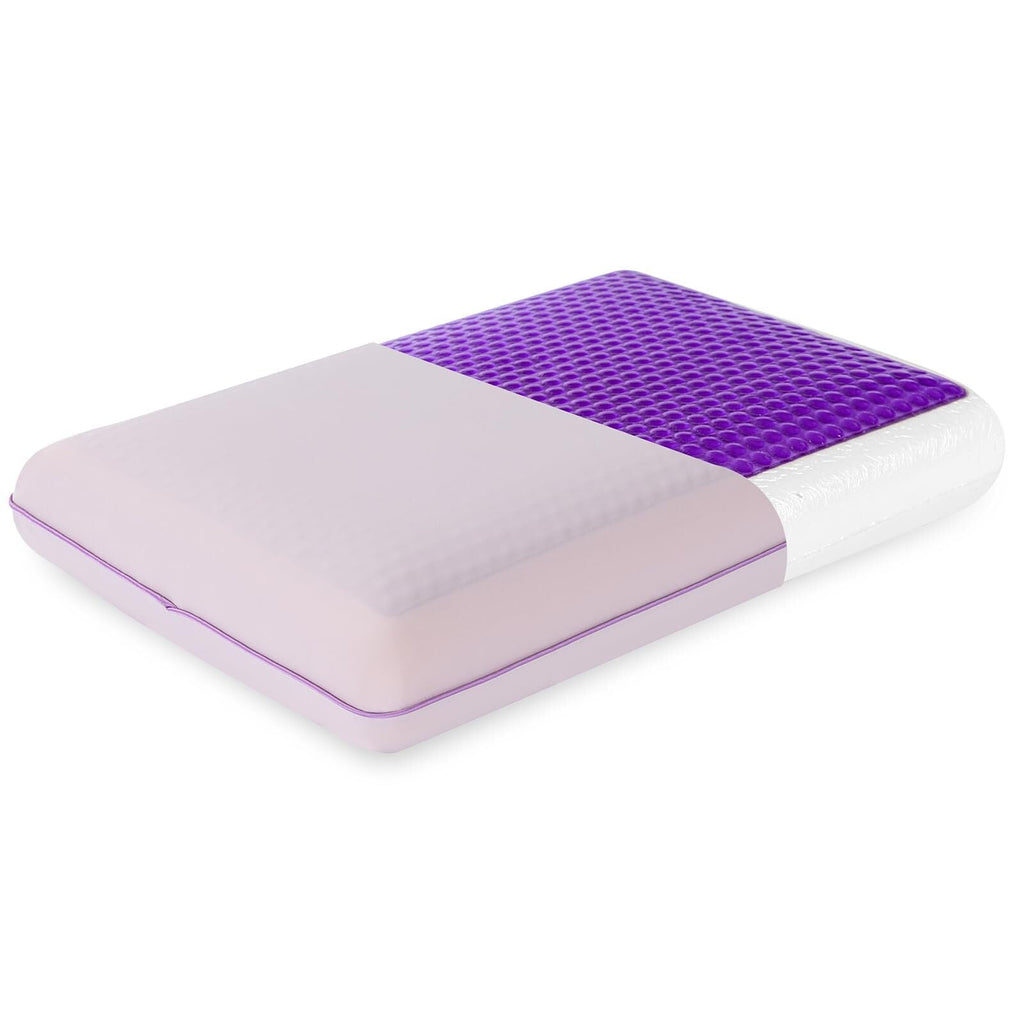 Fluffy Shredded Memory Foam Pillow, Cooling Gel Bed Pillow, Queen, Purple - Decorative Throw Pillow Cushion for Sofa & Bed - Default Title