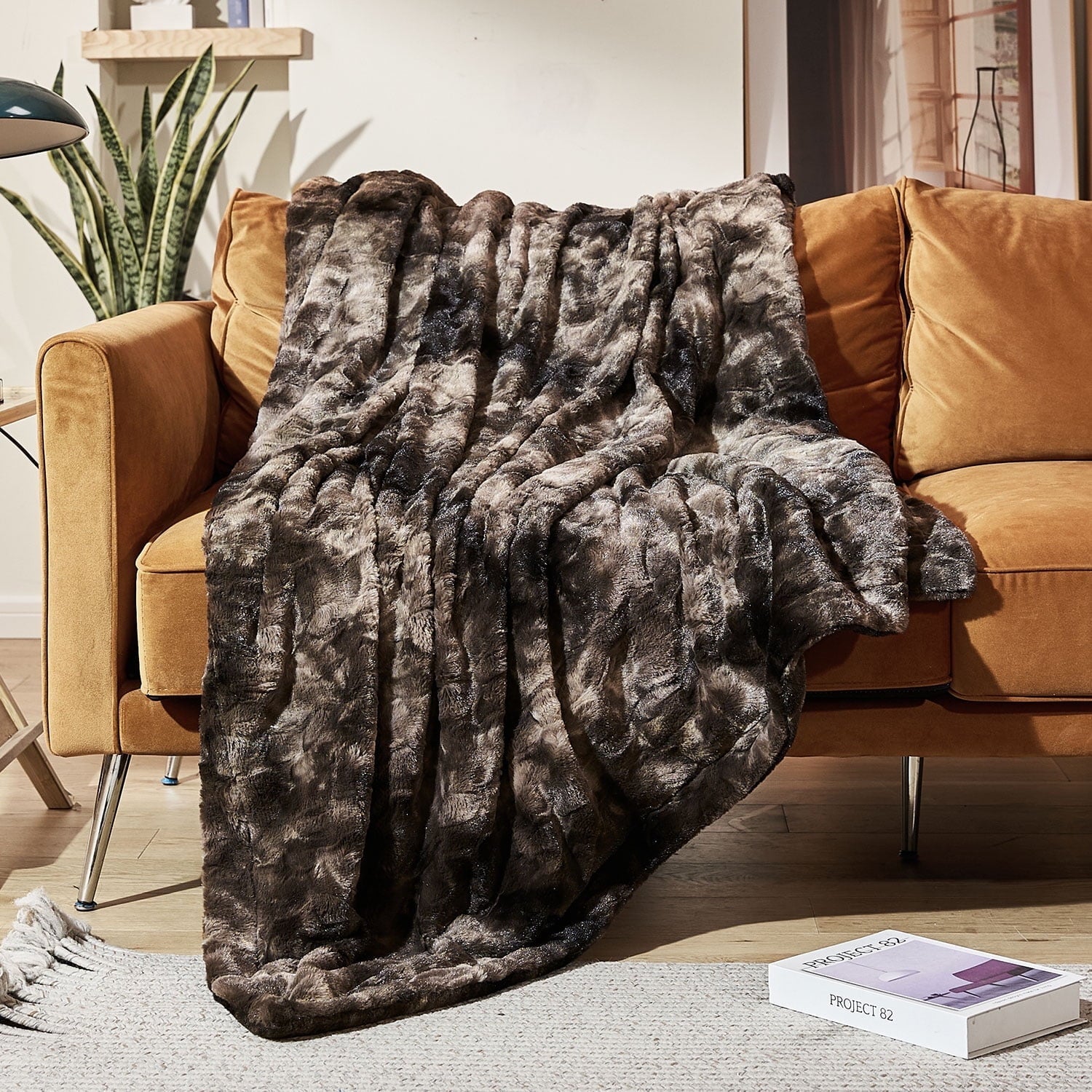 Reversible Sherpa Faux Rabbit Fur Throw Blanket- 50x60 inches, Soft Fluffy Cozy Warm Fuzzy Machine Washable, Durable Blanket for Couch ... - Luxury Knitted Decorative Throw Blanket with Fringes - Default Title