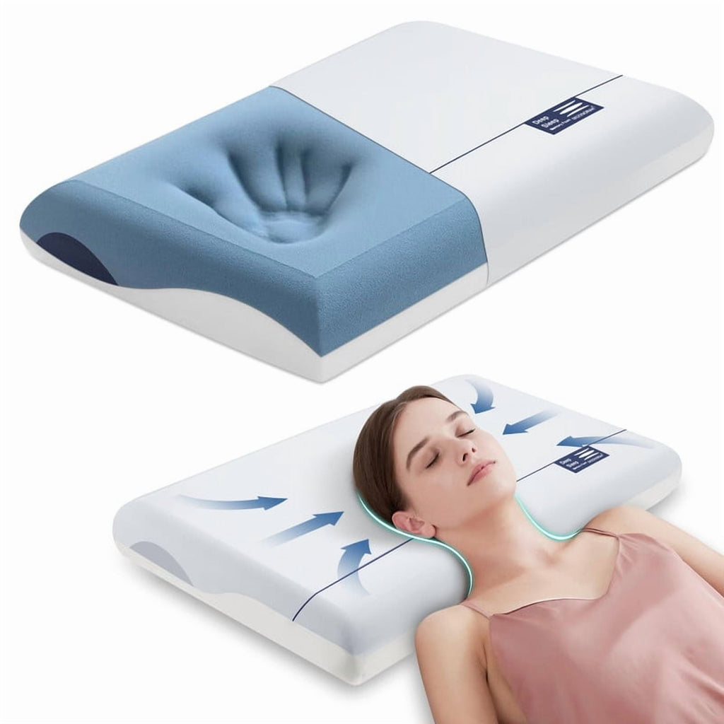 Ergonomic Memory Foam Cooling Memory Foam Bed Pillow for Neck Pain Relief, Two-Sided Cooling Pillow for Back, Stomach and Side Sleepers, Tw... - Ergonomic Memory Foam Pillow for Neck Pain Support - Default Title
