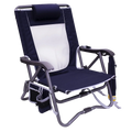 Space-Saving Pico Bi-Fold Slim Event Chair - Choice 334 - Ultra-Lightweight Telescoping PackSeat Travel Stool - Indigo