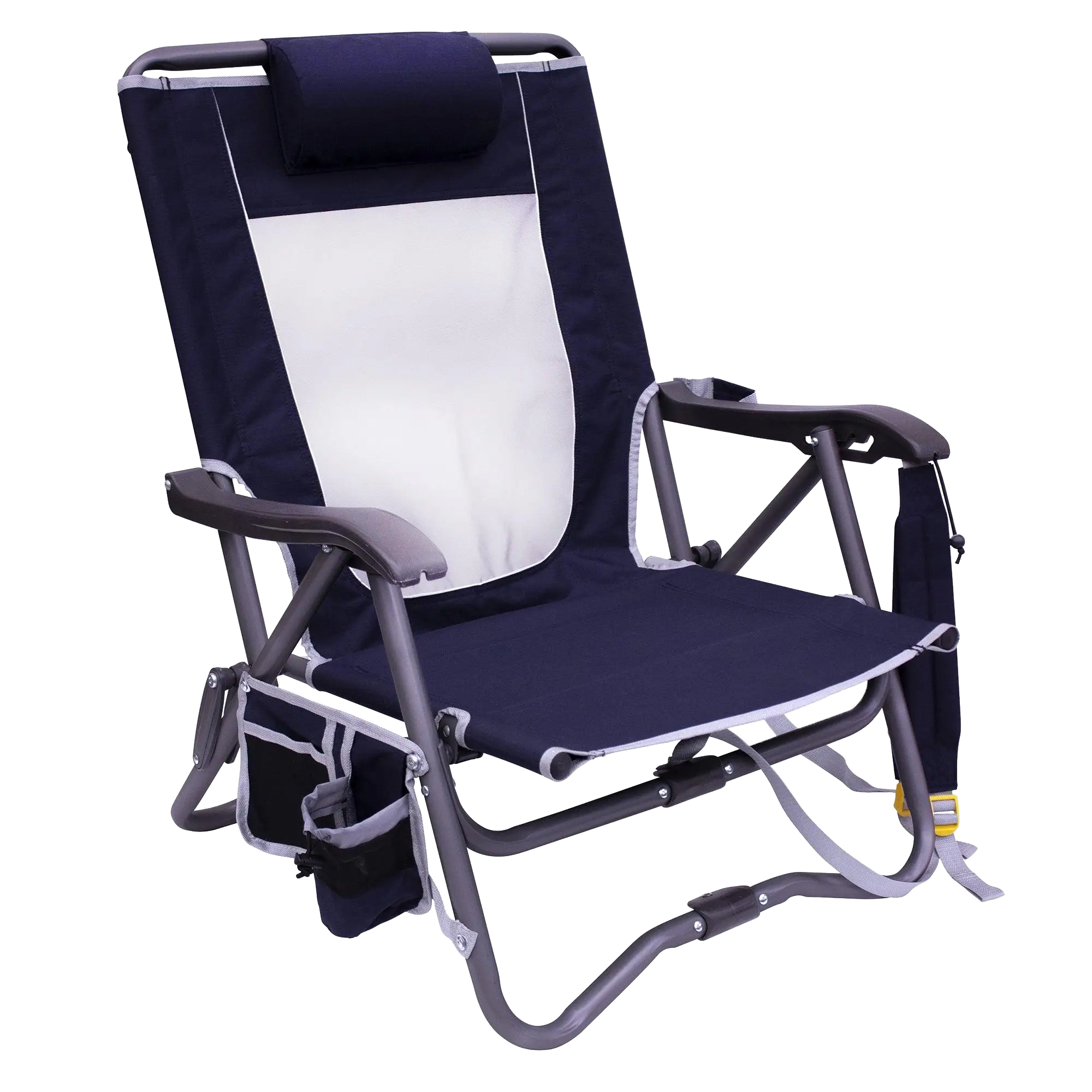 Space-Saving Pico Bi-Fold Slim Event Chair - Choice 334 - Ultra-Lightweight Telescoping PackSeat Travel Stool - Indigo