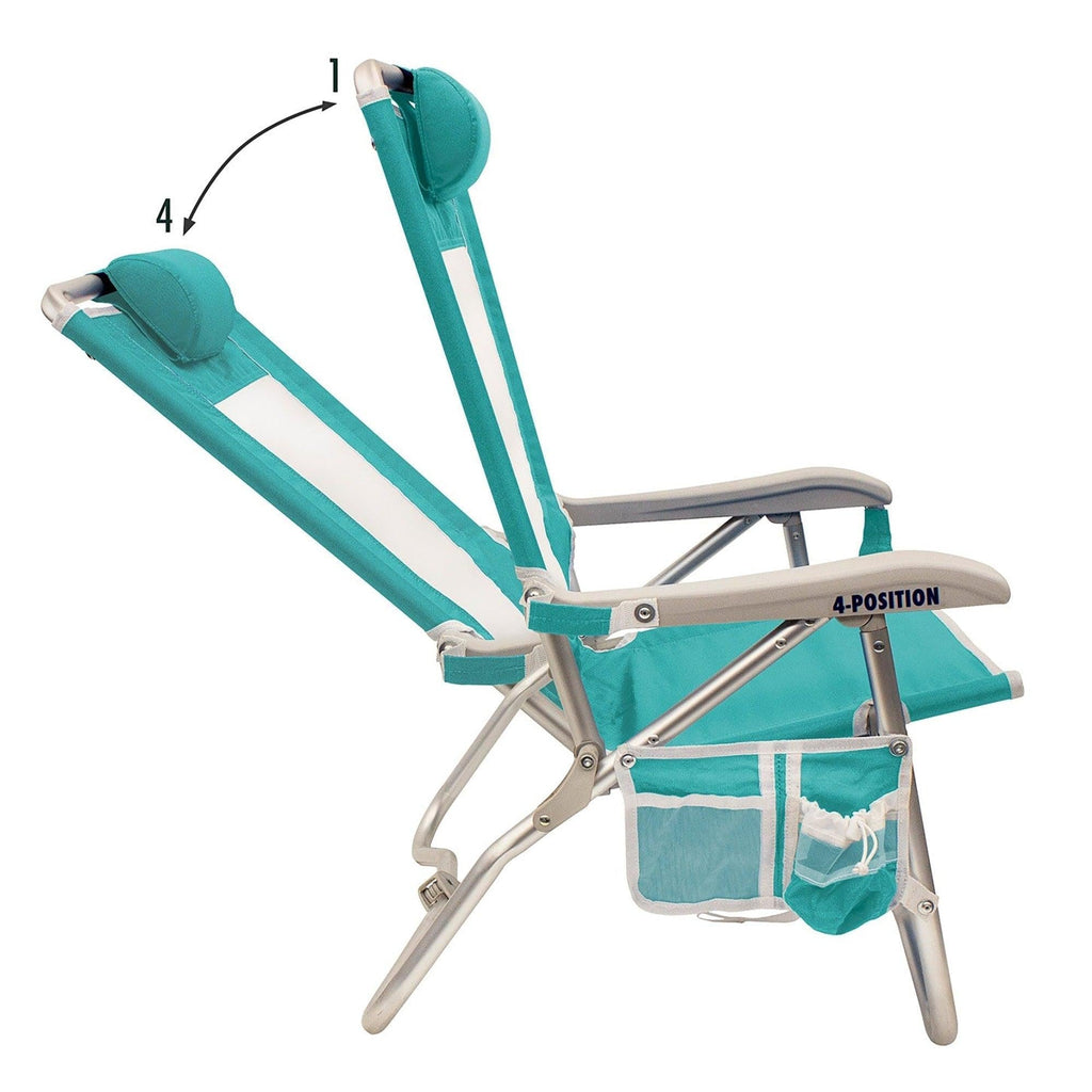Sand-Friendly Bi-Fold Beach Chair - Choice 601 - Multi-Position Outdoor Beach Chair with Pillow Detail