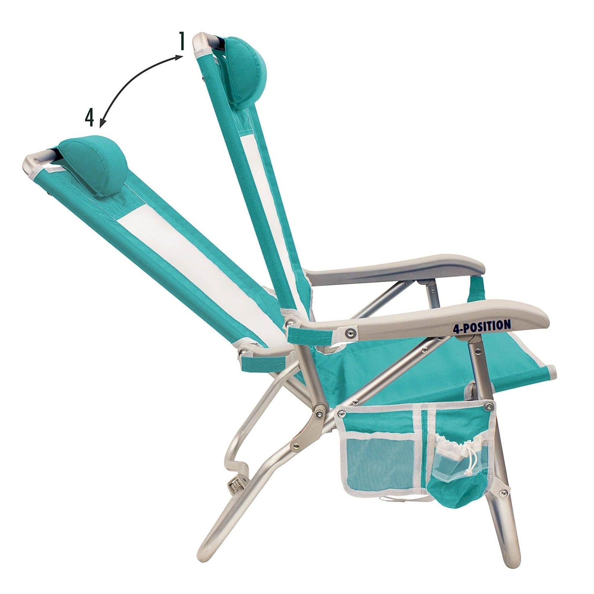 Sand-Friendly Bi-Fold Beach Chair - Choice 601 - Multi-Position Outdoor Beach Chair with Pillow Detail