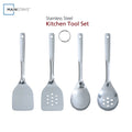 Non-Stick Safe Stainless Steel 4-Piece Utensil Set: Includes Spatula, Slotted Spatula, Spoon, and Slotted Spoon - Durable Turner & Ladle Utensil Set for Home Chefs - Default Title