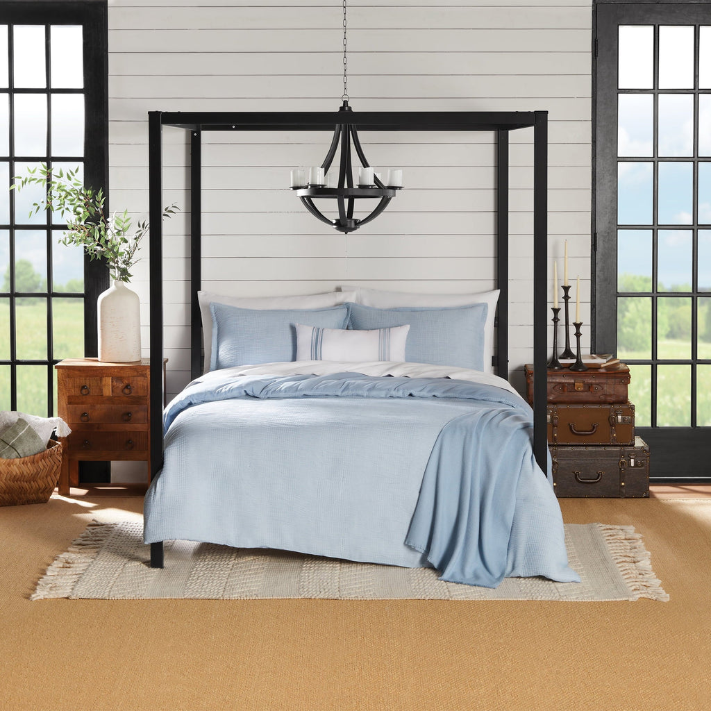 Hypoallergenic Cloud Full/Queen Comforter Set, All-Season, 5-Piece, Blue Matelasse Tonal Stripe - All-Season Down Alternative Comforter Insert - Default Title