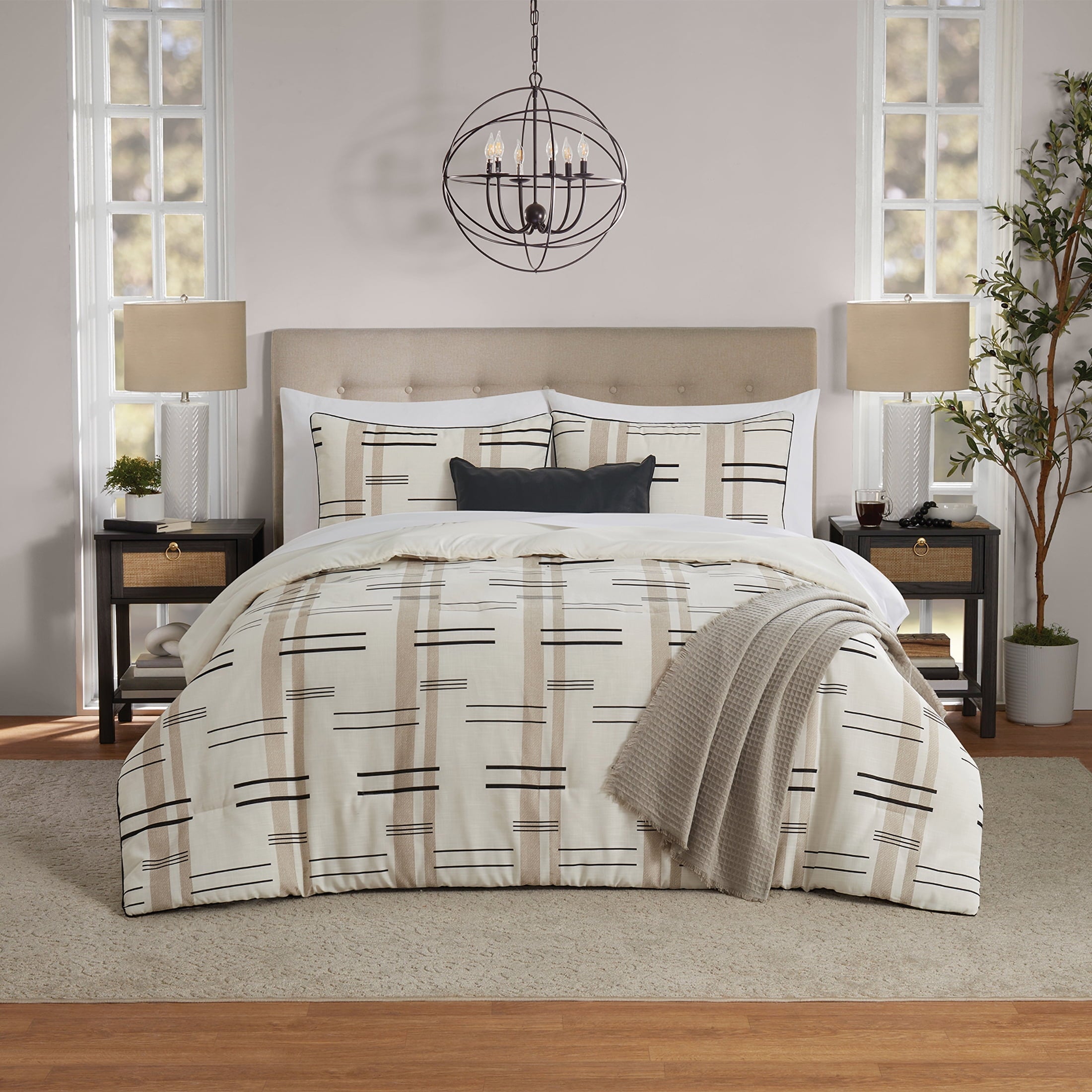 Hypoallergenic Cloud Full/Queen Comforter Set, All-Season, 5-Piece, Tan Modern - All-Season Down Alternative Comforter Insert - Default Title