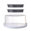 Ergonomic Manual 12 inch Clear Cake Carrier with 2pk 9 inch Gray Round Pans, Carbon Steel - Innovative Kitchen Helper for Modern Cooking - Default Title