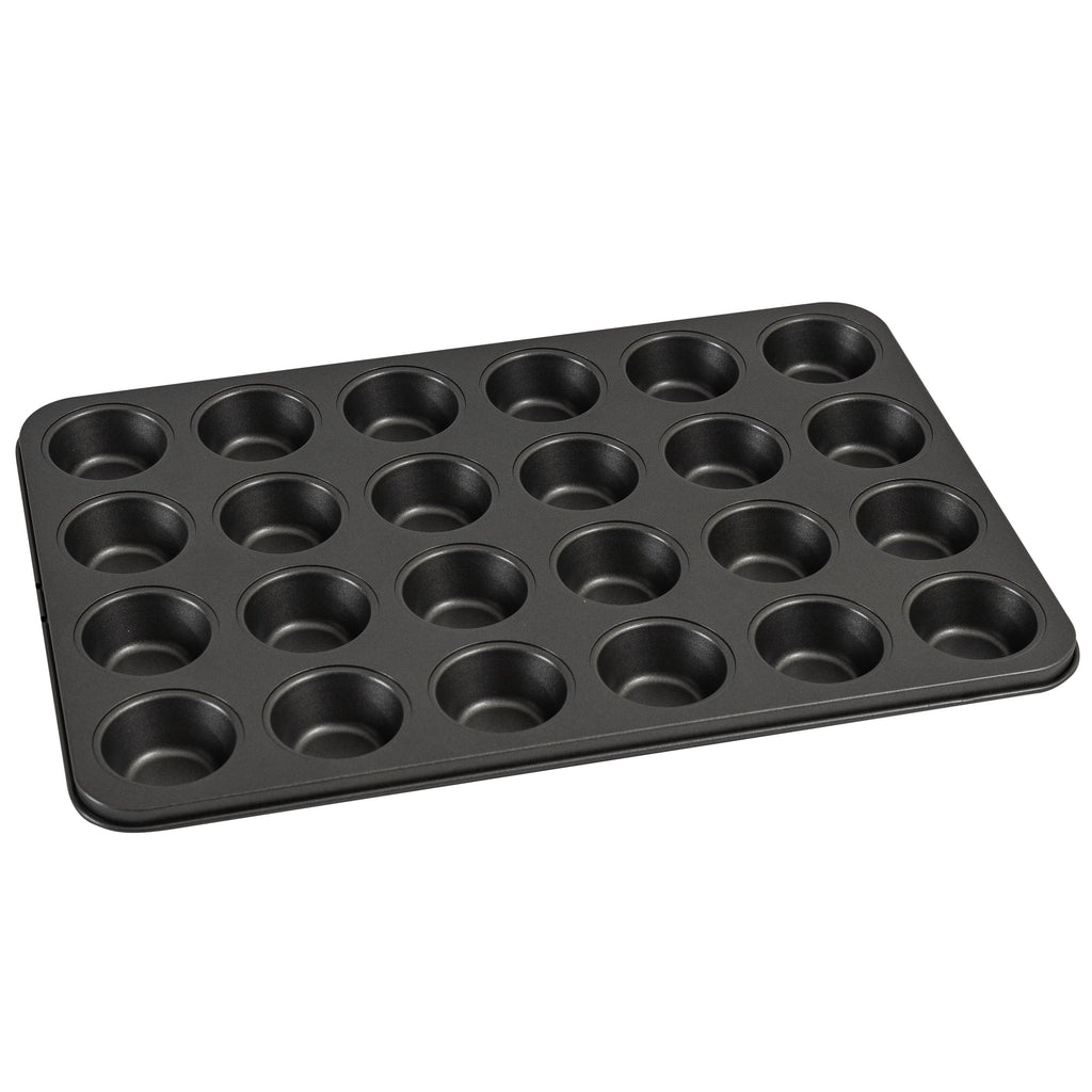 Ergonomic Manual 24 Cavity Mini Muffin Pan, Non-Stick Bakeware,1.8 inch Diameter Cups,Gray,Carbon Steel - Kitchen Gadget Tool for Quick Food Prep - Default Title