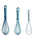 Multi-Functional 3-Piece Silicone Whisk Set, 10.5"/10.4"/9.6" L, Blue Color - Kitchen Gadget Tool for Quick Food Prep - Default Title