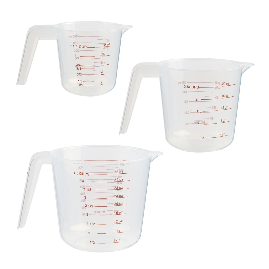 Time-Saving 3-Piece Tapered Spout Nesting Plastic Measuring Cups Set, Clear - Premium Stainless Steel Garlic Presser & Peeler - Default Title