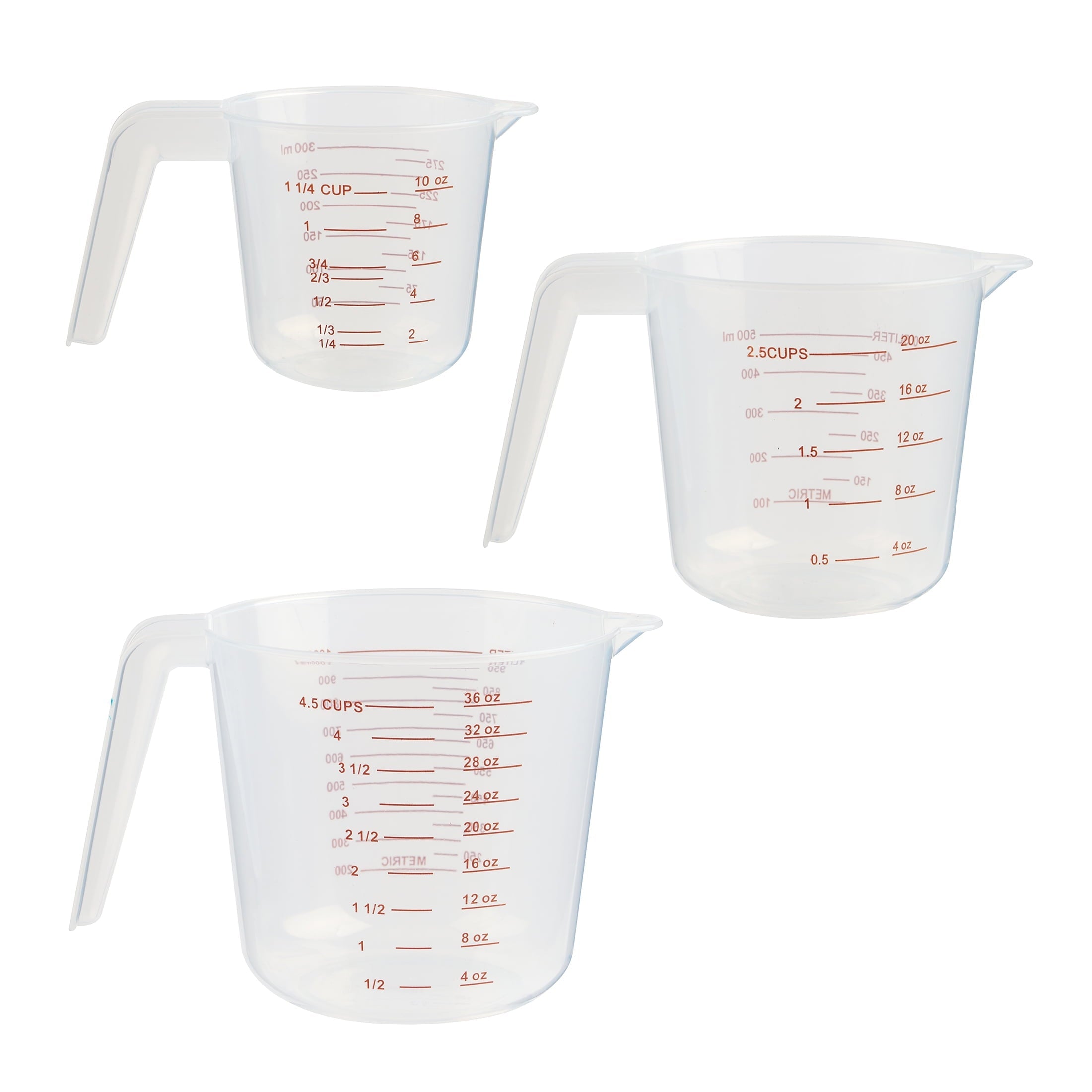 Time-Saving 3-Piece Tapered Spout Nesting Plastic Measuring Cups Set, Clear - Premium Stainless Steel Garlic Presser & Peeler - Default Title