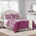 Hypoallergenic Cloud 5-Piece Jacquard Comforter Set with Decor Pillow and Throw Purple Flocking Embroidery Bedding Set, Full/Queen - Cloud-Like Soft Lightweight Bed Comforter - Default Title
