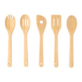 Non-Stick Safe 5pk Bamboo Spoons for Cooking, Kitchen Essential Tools Set - Durable Turner & Ladle Utensil Set for Home Chefs - Default Title
