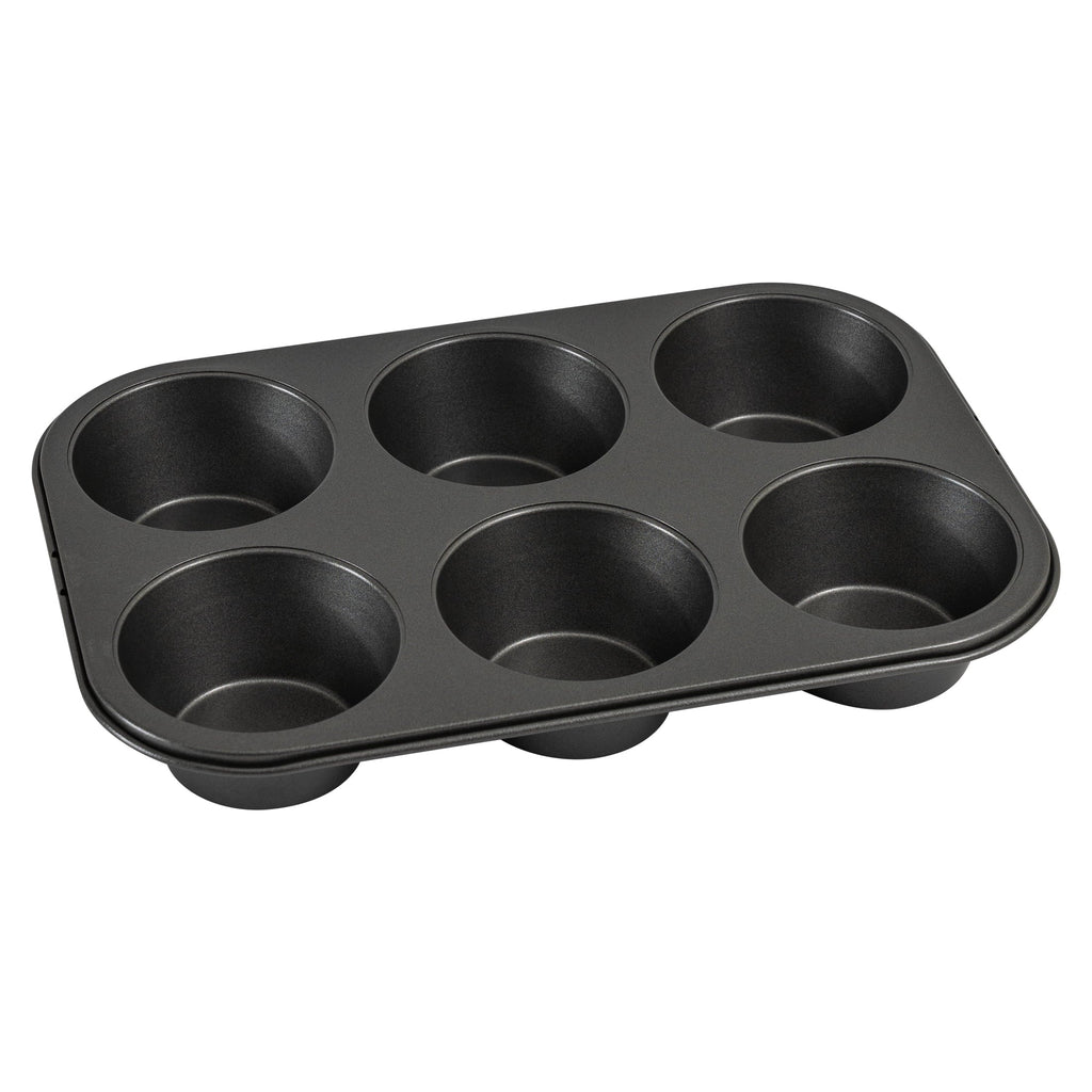 Premium Kitchen 6 Cup Jumbo Muffin Pan, Non-Stick Bakeware,3.4 inch Diameter Cups,Gray,Carbon Steel - Premium Stainless Steel Garlic Presser & Peeler - Default Title