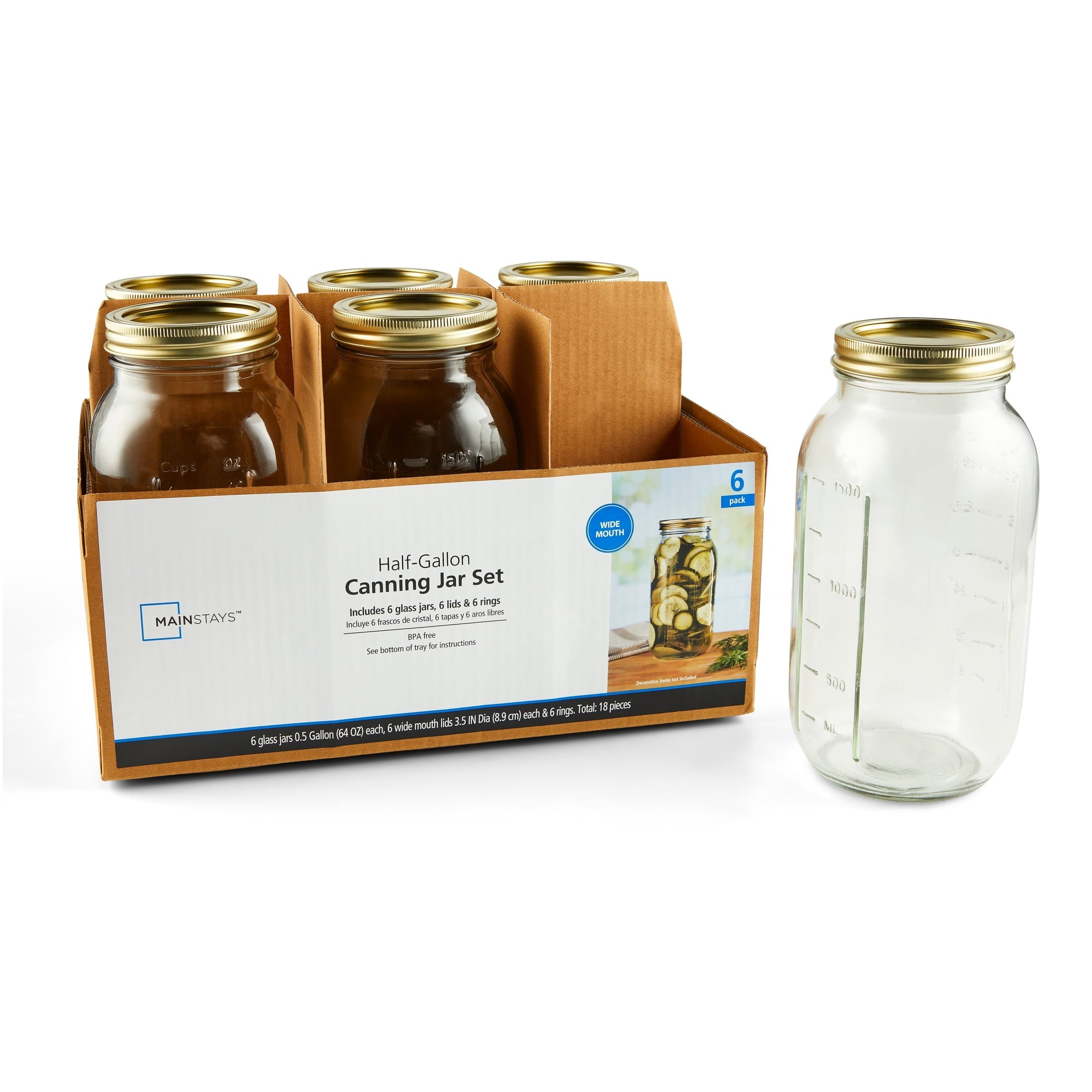 Playful Geometric 64 oz Mason Jars, Wide Mouth Half Gallon Canning Jars with Lids and Rings, 6-Pack Extra Large Glass Jars for Home Can... - Playful Star & Heart Shaped Geometric NeeDoh - Default Title