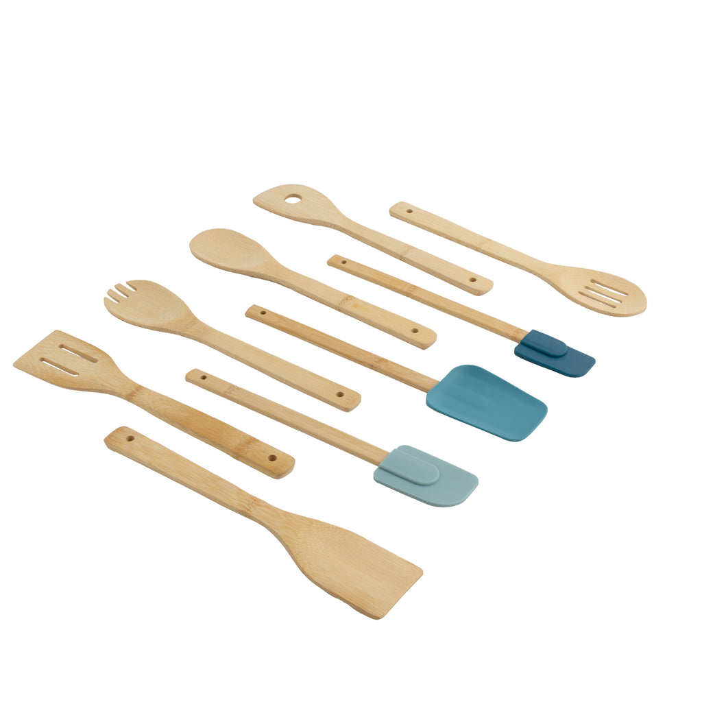 High-Precision 9-Piece Bamboo Gadgets Kitchen and Cooking Utensil Sets, Blue - Multi-Purpose Hand Tool for Daily Meal Prep - Default Title
