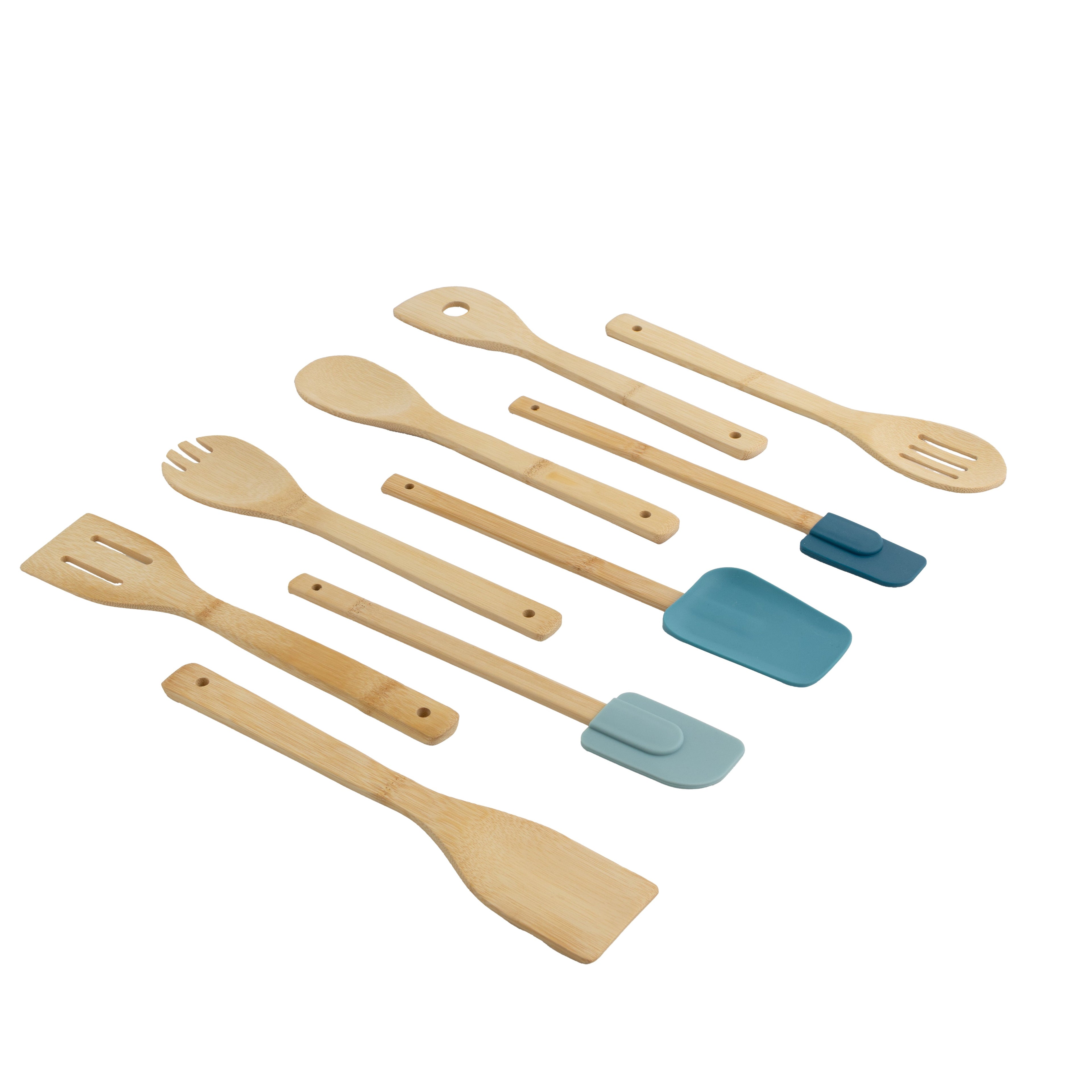 High-Precision 9-Piece Bamboo Gadgets Kitchen and Cooking Utensil Sets, Blue - Multi-Purpose Hand Tool for Daily Meal Prep - Default Title