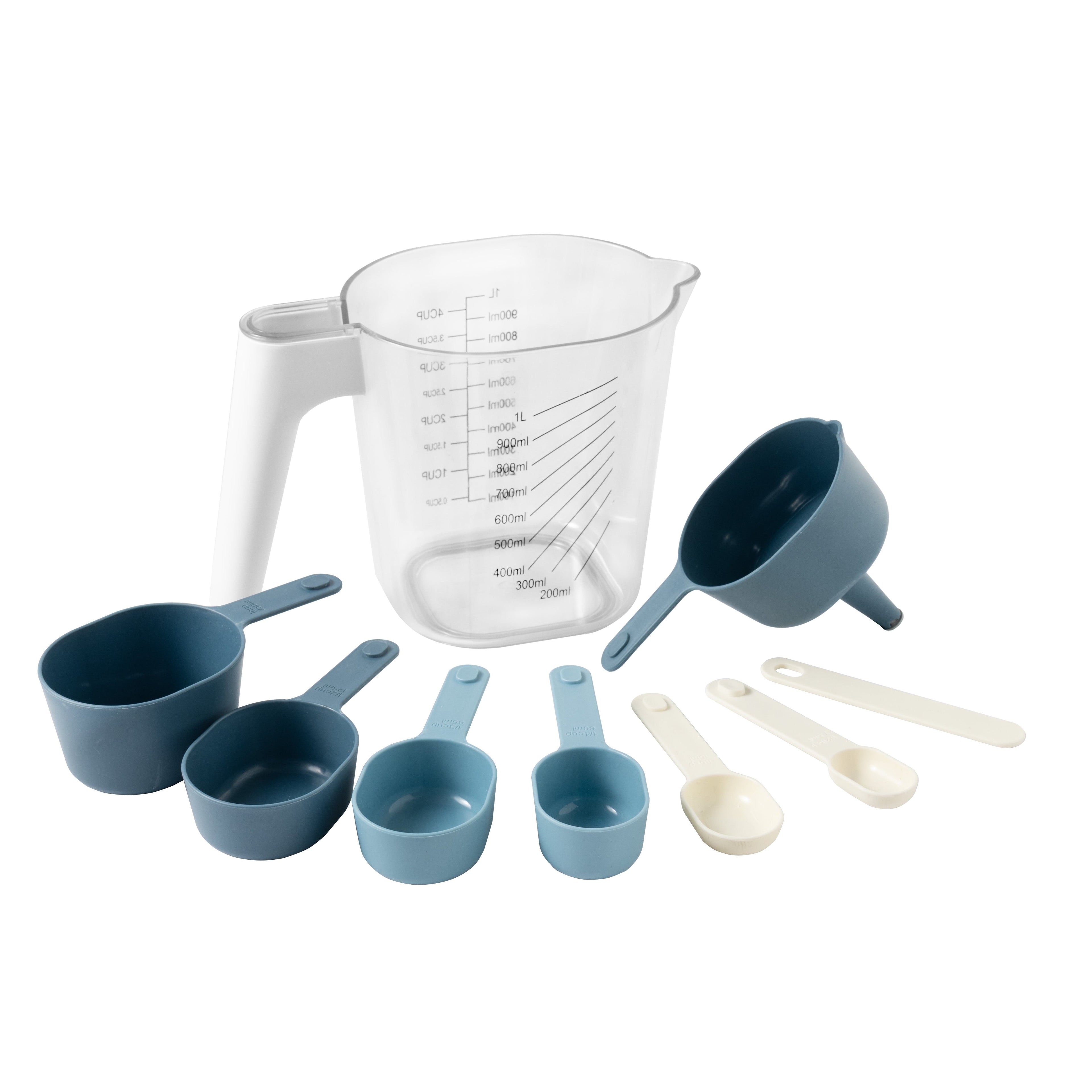 Premium Kitchen 9-Piece Stackable Measuring Set Kitchen Tools for Cooking, 7.48" L, Blue - Multi-Functional Manual Food Chopper & Slicer - Default Title