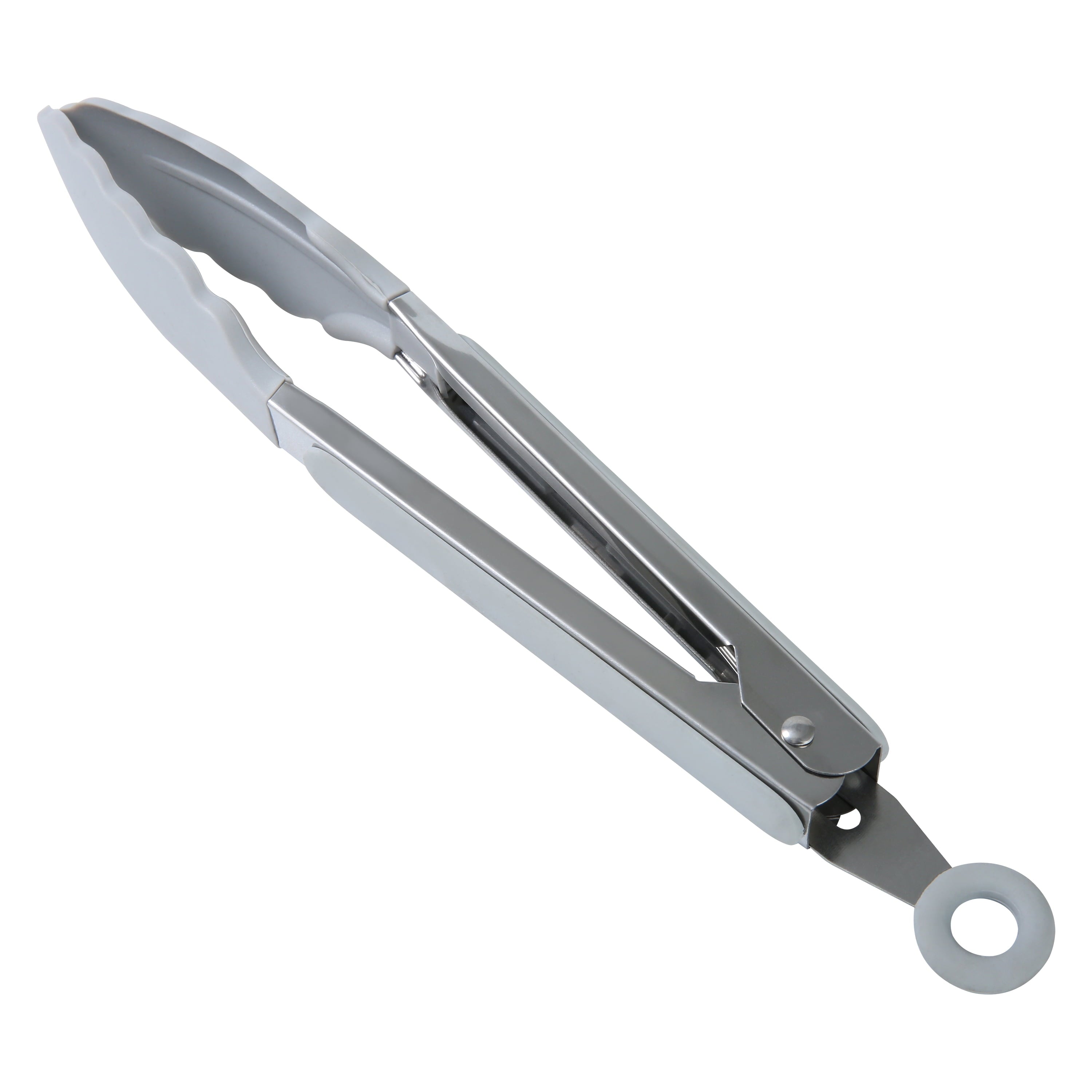 Professional Grade 9" Stainless Steel and Silicone Locking Tongs, Soft Grip Handle, Grey Flannel - High-Precision Culinary Tool for Baking & Cooking - Default Title