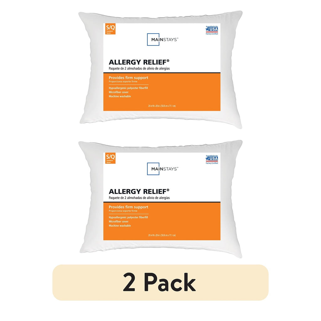 Hotel Collection Allergy Relief Bed Pillows, Standard/Queen - Firm Support, Back and Side Sleeper (2 Count) - Hotel Quality Plush Sleeping Pillows - Default Title