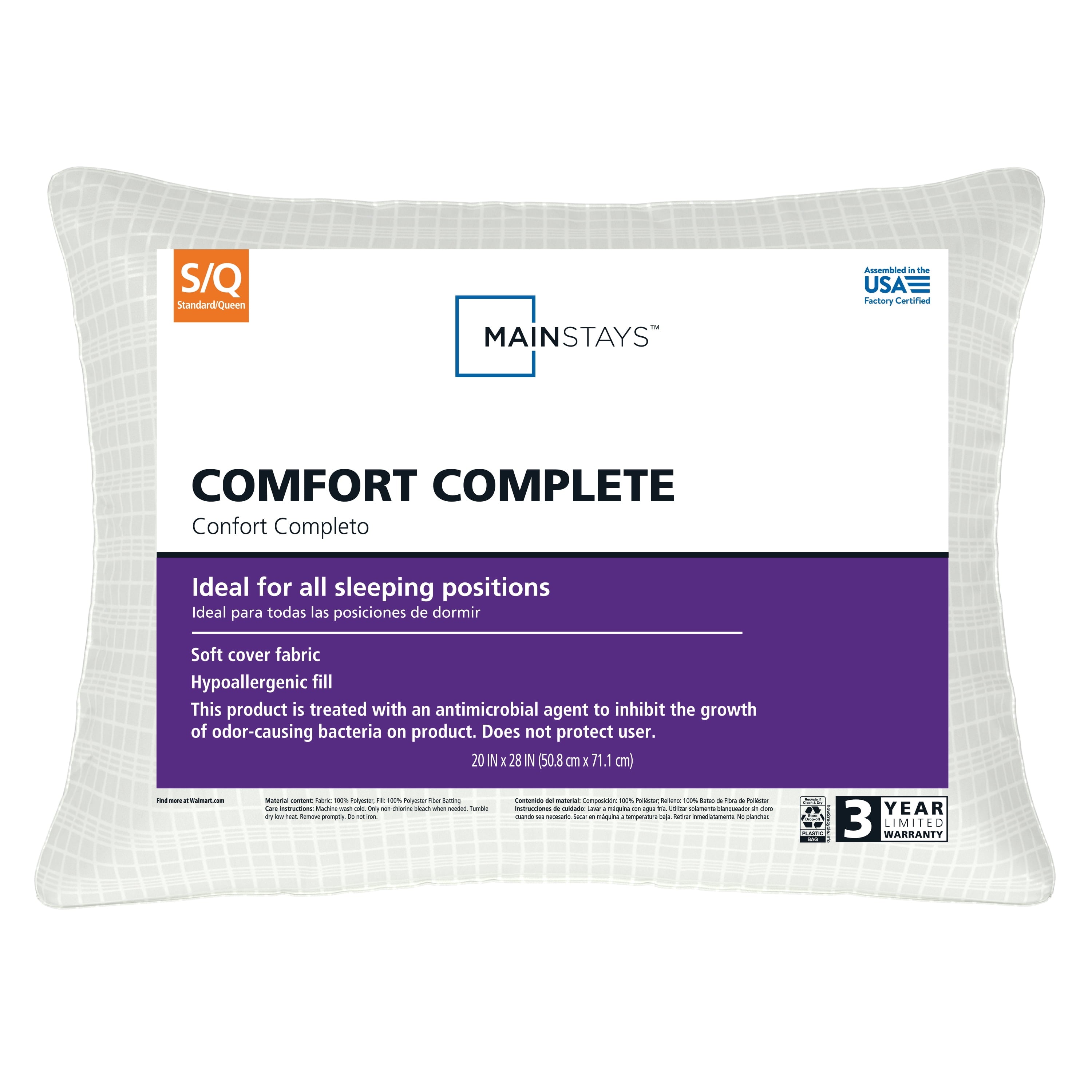 Fluffy Shredded Comfort Complete Bed Pillow, Standard/Queen, White- All Positions Antimicrobial - Ergonomic Memory Foam Pillow for Neck Pain Support - Default Title