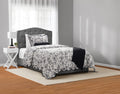 Hypoallergenic Cloud Floral Scallop 4-Piece White/Black Comforter Set, Twin/Twin XL - All-Season Down Alternative Comforter Insert - Default Title