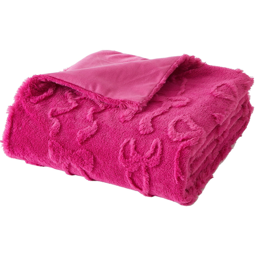 Reversible Sherpa Gen Z 50" x 60"Carved Bow Faux Fur Throw - Lightweight Plush Warm Blanket for All Seasons - Default Title