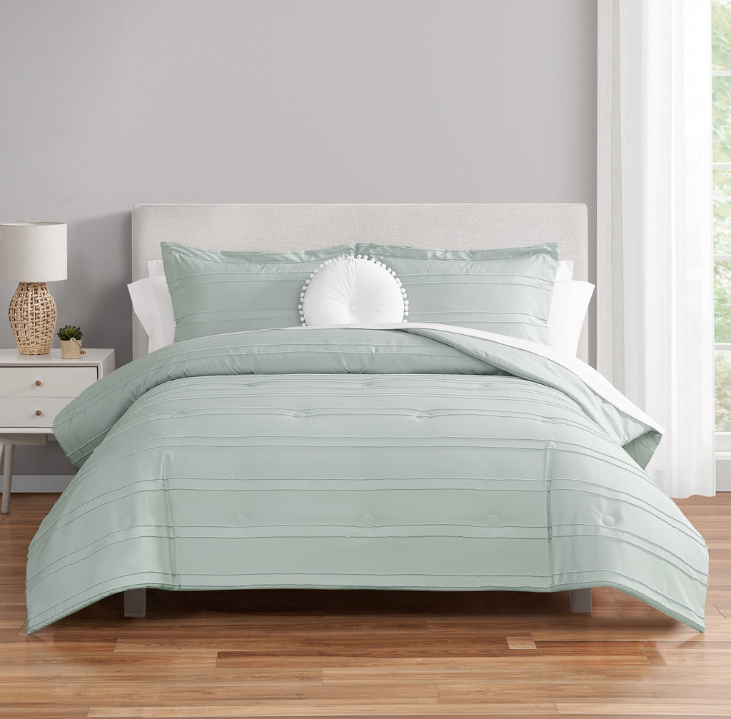 Fluffy Down Alternative Mint 10 Piece Bed in a Bag Comforter Set with Sheets, Queen - All-Season Down Alternative Comforter Insert - Default Title