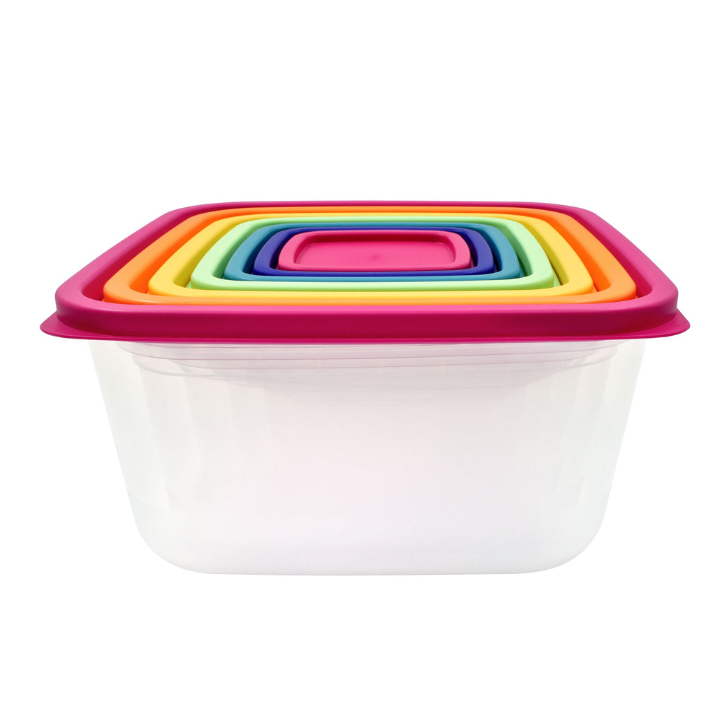 Sweet Treat Shaped Plastic Rainbow Food Storage Set, Multi Color, 14 Count, Best Used for Leftover Storage and Reheating - Playful Star & Heart Shaped Geometric NeeDoh - Default Title